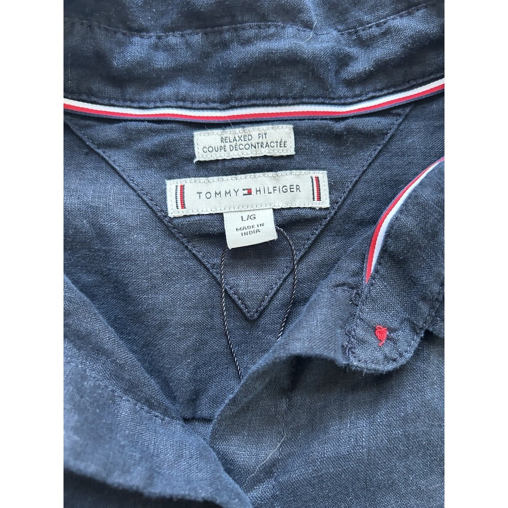 Tommy Hilfiger Men's Long Sleeve Navy Blue Button Down Shirt Large - Picture 2 of 5
